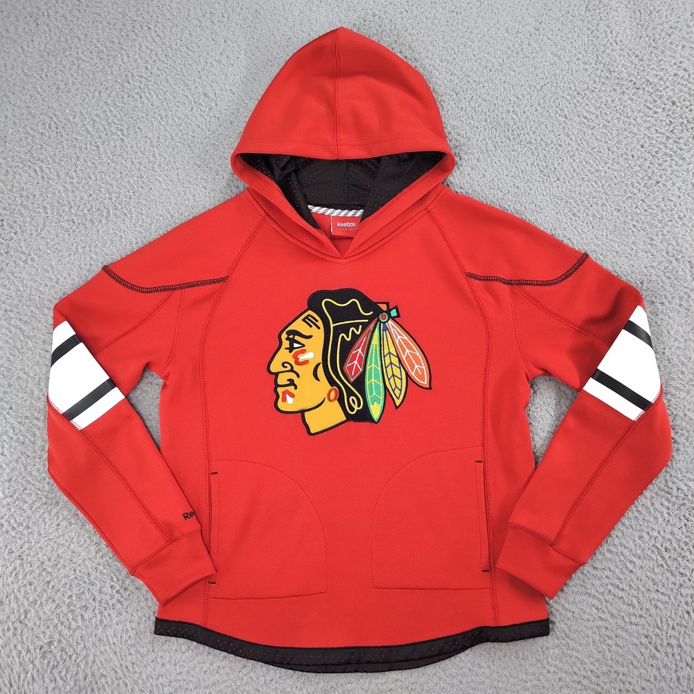 Chicago Blackhawks Hoodie Youth Medium Red NHL Hockey Pullover Sweatshirt Reebok